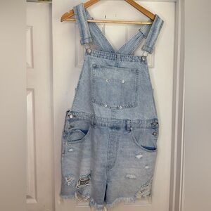 Free People Sold Out Twin Flame Denim Shortalls in Vertigo